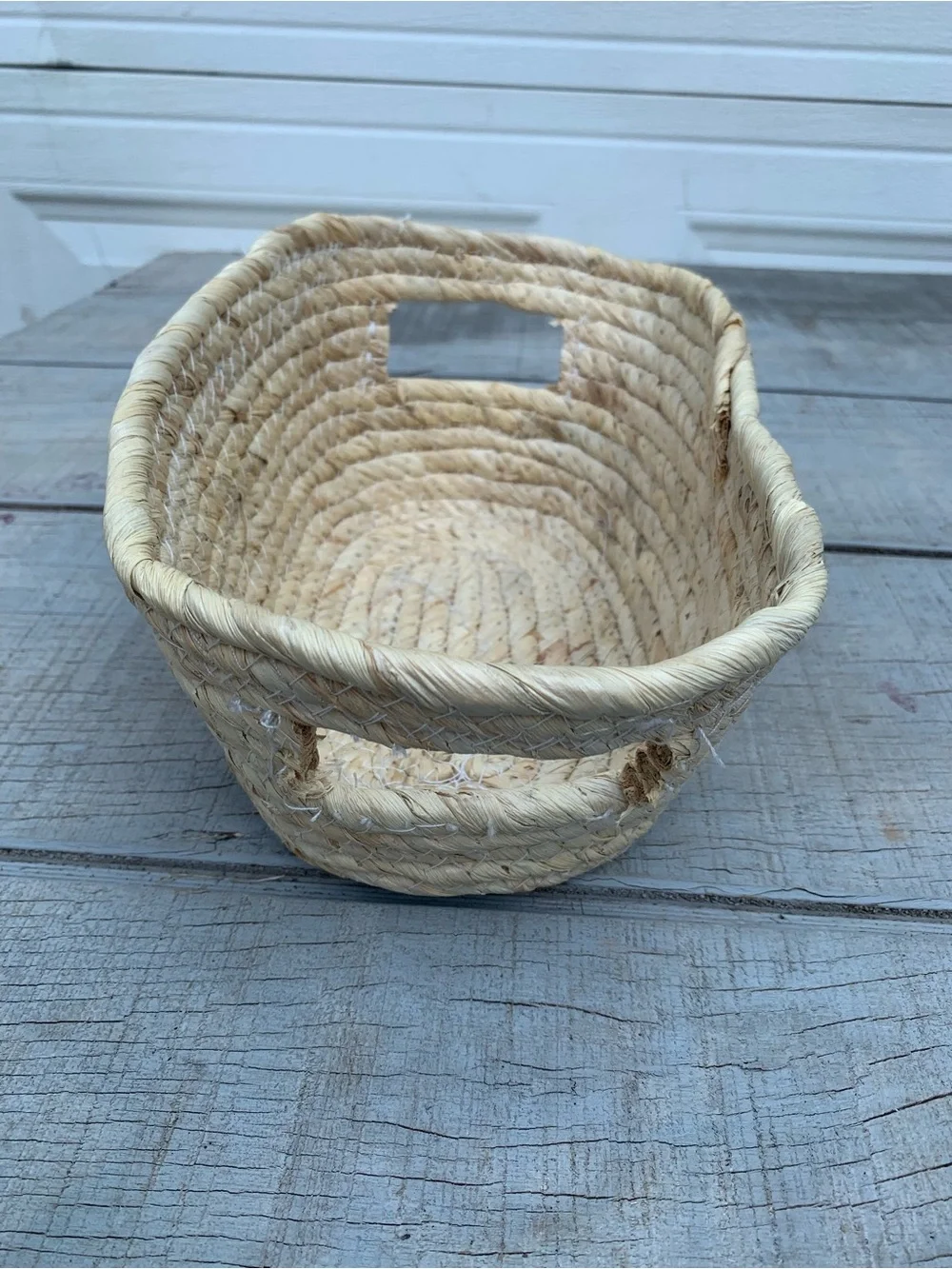 Handwoven Seagrass Low Oval Basket Storage Bin Tray with Handles Boho Organizing